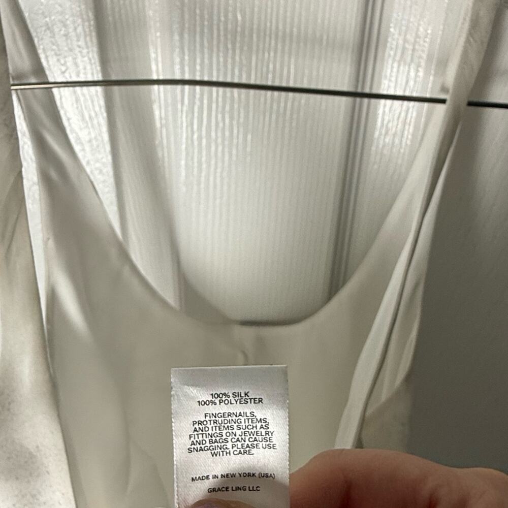 Grace Ling Silk Bias Slip Dress in Ash White L - Picture 14 of 15